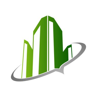 Emlak logosu konsept illüstrasyon, Bina logo klasik grafik stili, Citysearch logo, binalar, gökdelenler logo, vektör logo şablonu, tasarım öğesi soyut vektör logosu