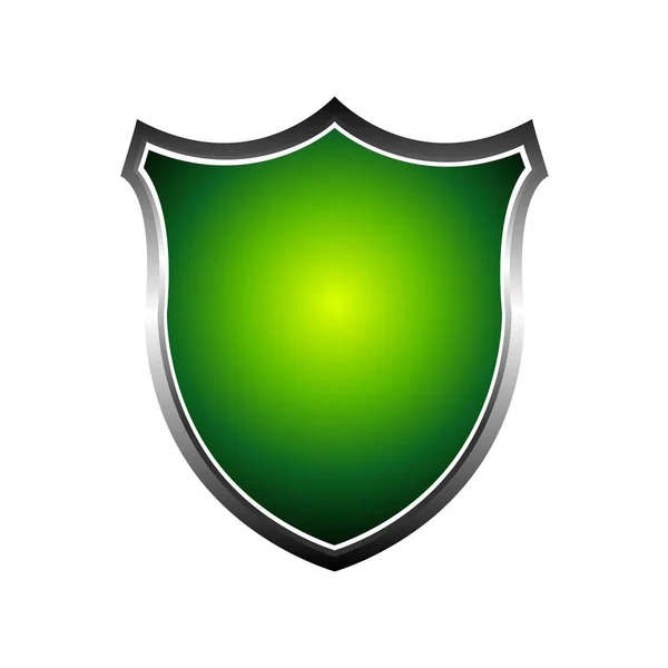 Металевий Зелений Щит Векторні Ілюстрації Ізольовані Білому Тлі — стоковий вектор