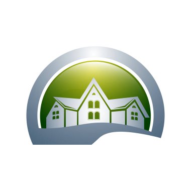 Soyut ev daire simge vektör simge grafik Logo tasarımı ayarlayın. Realty logo vektör tasarımı