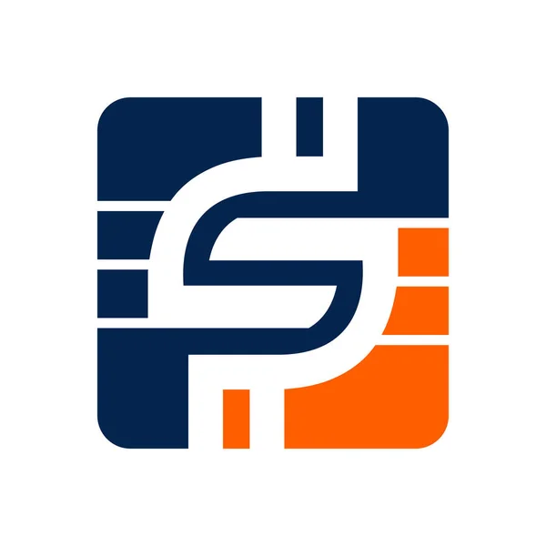 Litera Wektor Logo Design Tech Ikona Litery Logo Kwadratowy Kształt — Wektor stockowy