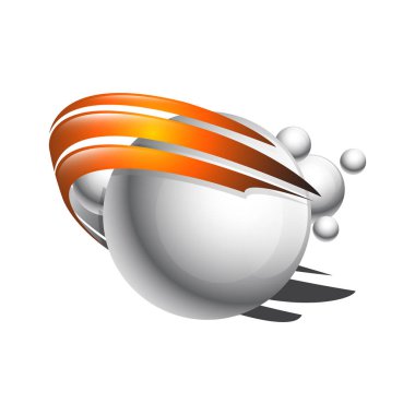 Yaratıcı soyut 3d yörünge küre vektör logo tasarım şablon öğesi