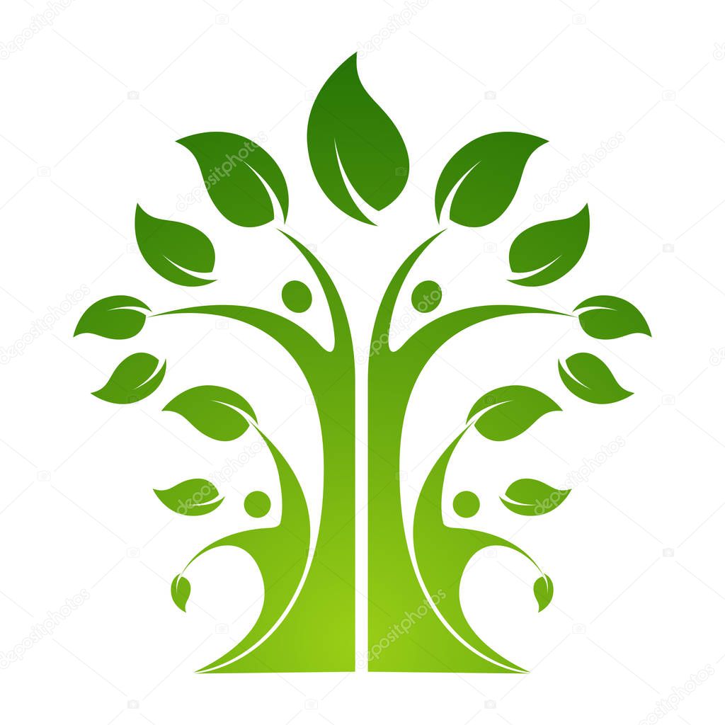 Friendship bonding together organic people logo people logo tree logo vector logo template