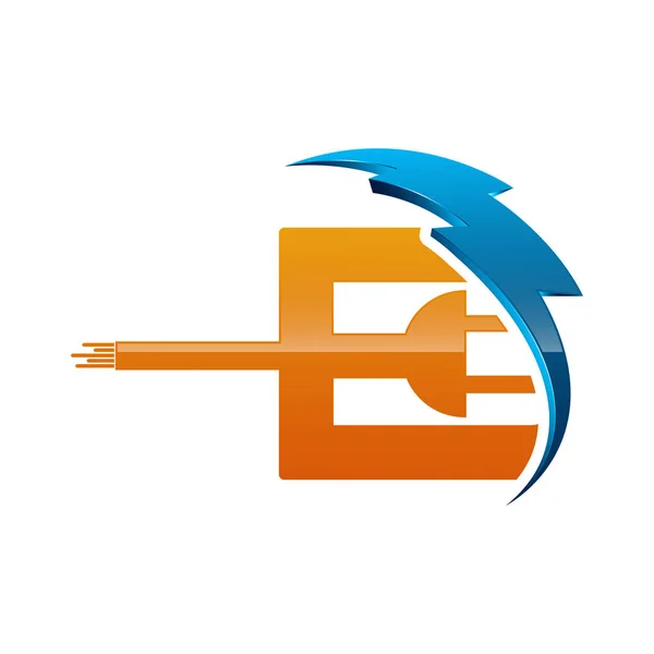 Первоначальная Буква Шаблон Логотипа Цвета Синий Оранжевый Электрический Дизайн Бизнеса — стоковый вектор
