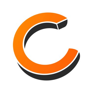 C harfi logo monogram, en az tarzı doğrusal amblemi, siyah ve beyaz paralel çizgiler basit amblem