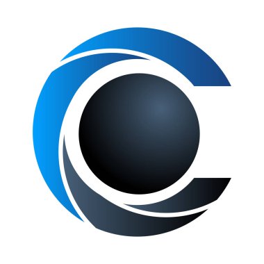 Mektup C Modern Logo şablonu simgesi simgesi mavi degrade negatif boşluk ile