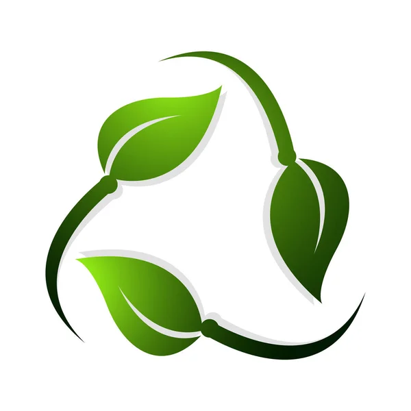 Recycle Symbol Made Green Rotating Leaves Recycle Leaf Vector Design — Stock Vector