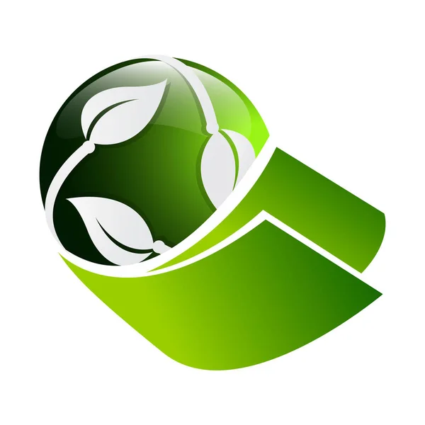 Daire Yaprak Yeşil Ekoloji Doğa Öğesi Vektör Simgesi Yaprak Logo — Stok Vektör