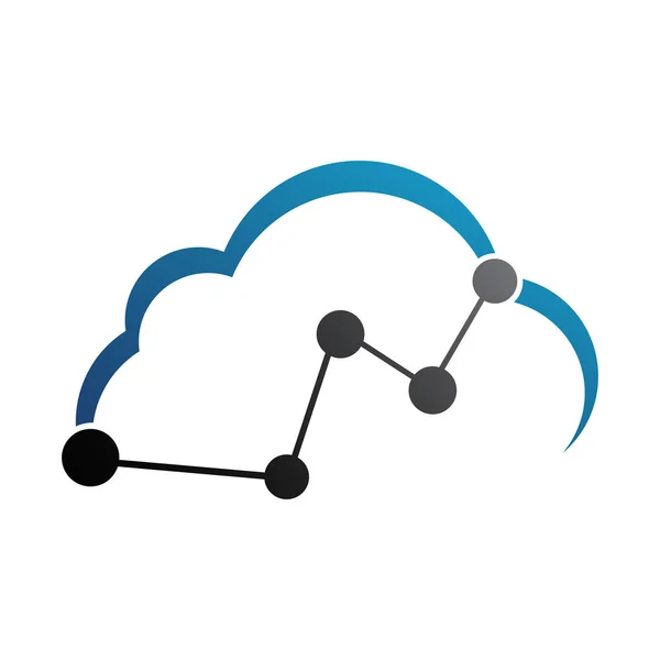 Icono Línea Delgada Con Elemento Diseño Plano Conexión Cloud Computing — Vector de stock