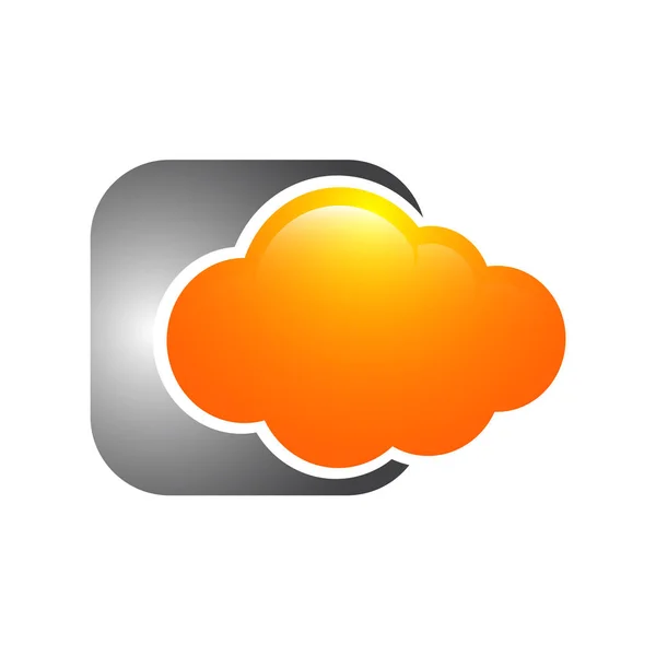 Nube Naranja Tecnología Vector Logo Plantilla Diseño Vector — Vector de stock