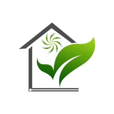 Yaprak yeşil Logo ile ev şekli