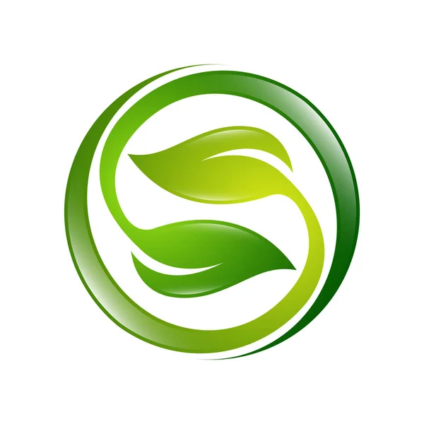 Grüne Blätter Symbol Abbildung Ökologie Kugel Logo Vektor — Stockvektor