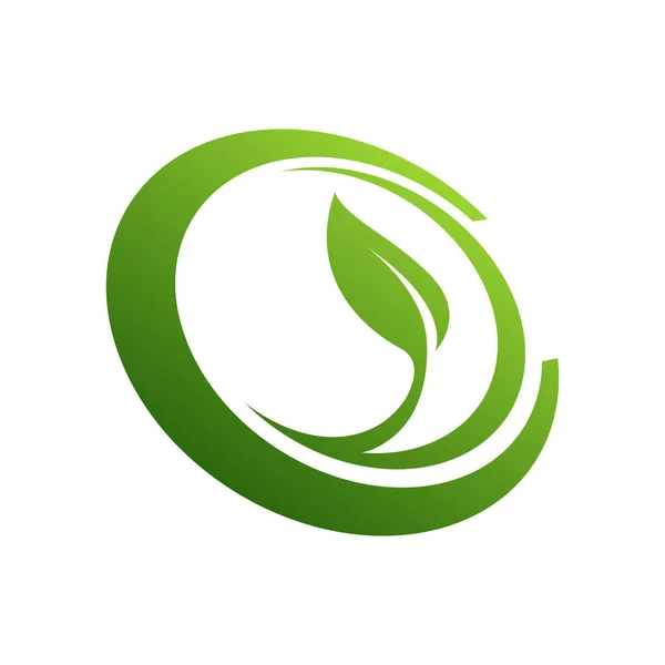 Organische Vektor Logo Vorlage Konzept Illustration Kreis Grüne Blätter Zeichen — Stockvektor