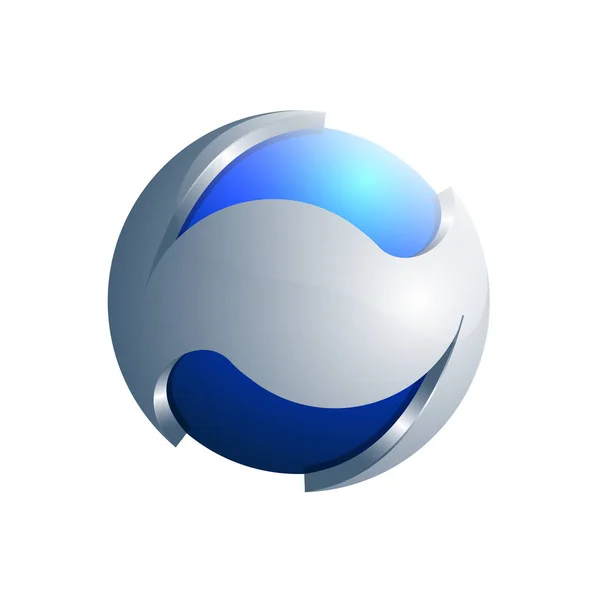 Azul Prata Esfera Ecologia Logotipo Modelo — Vetor de Stock