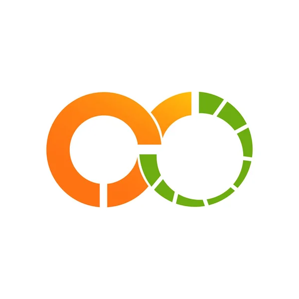 Άπειρο Σχεδιασμός Λογότυπο Πρότυπο Πράσινο Πορτοκαλί Χρώμα — Διανυσματικό Αρχείο
