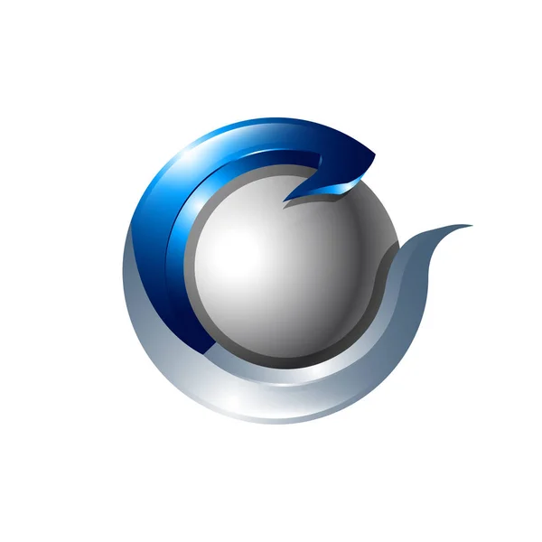 Yaratıcı Soyut Küre Vektör Logo Tasarım Şablonu Öğesi Kavramı Mavi — Stok Vektör