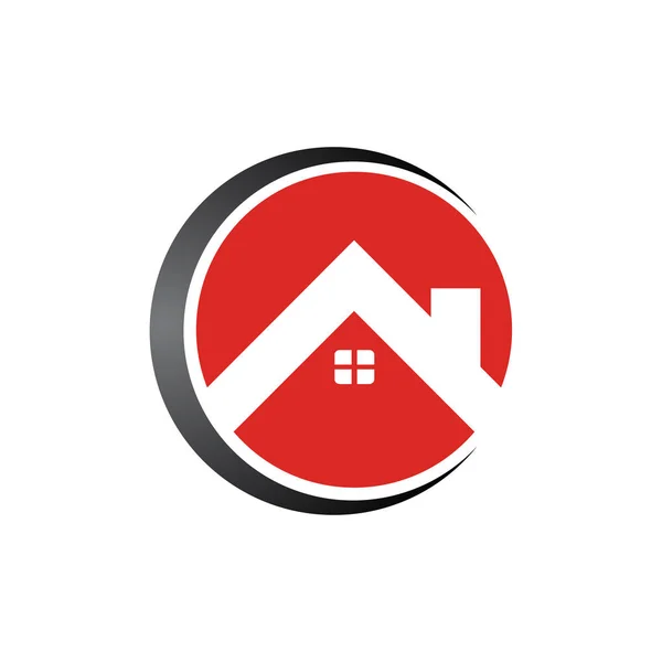 Circle Real Estate Home Logo Template Desain Vektor Ilustrasi - Stok Vektor