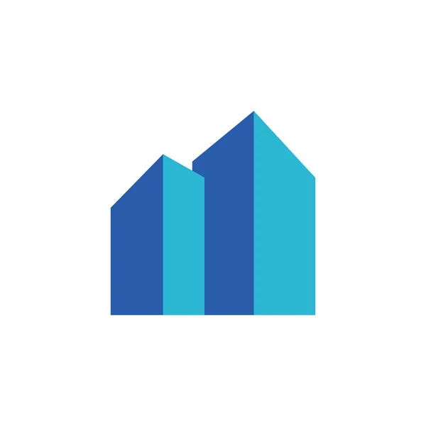 Immobilier Bâtiment Avec Élément Modèle Logo Couleur Bleue — Image vectorielle