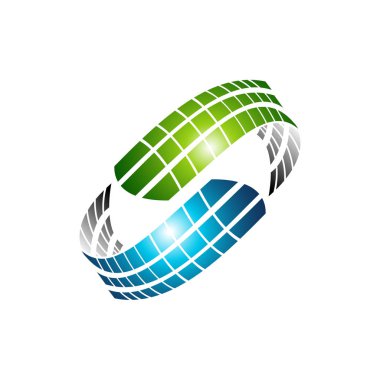 Logo stilize küresel yüzey soyut şekilleri ile. Bu logo küresel şirket, dünya teknoloji ve medya ve reklam ajansları için uygundur