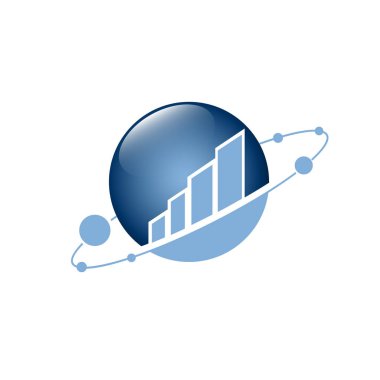 Muhasebe ya da emlak şirketi için vektör logosu kavramı. Ticari bina ve grafik çubuklu logo tasarımı. İş logosu fikri