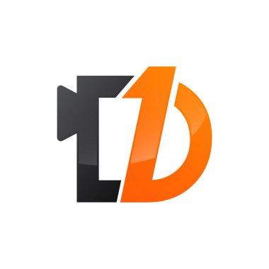 Bir numara ve mektup siyah turuncu renk vektör logo d