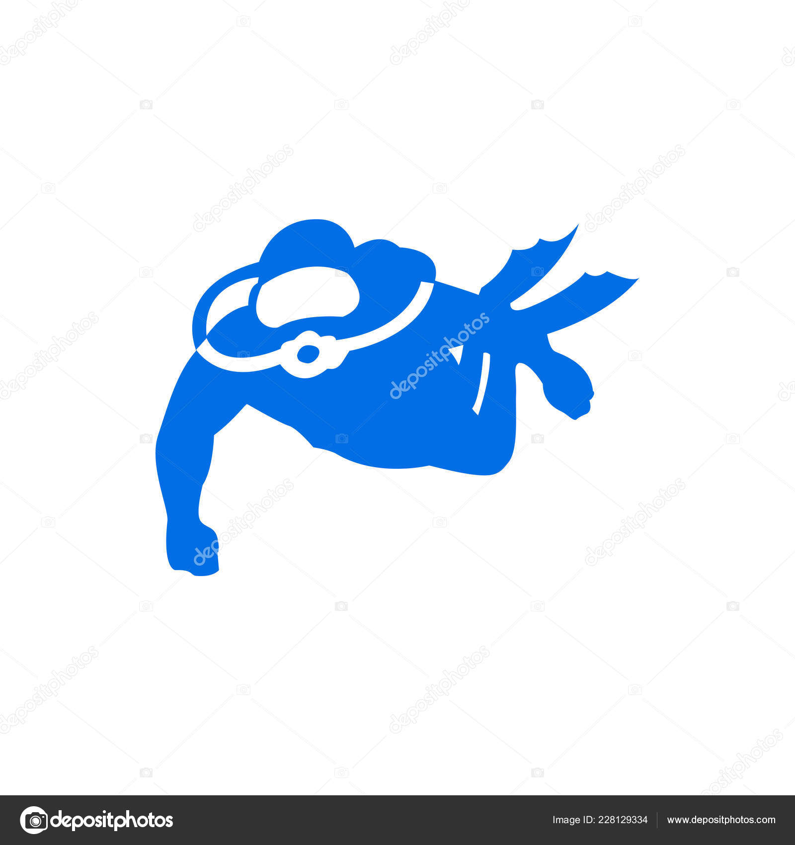 Graphic Diving Logo Template Diver Swimming Underwater Vector Illustration Isolated Stock Vector C 7davv 228129334