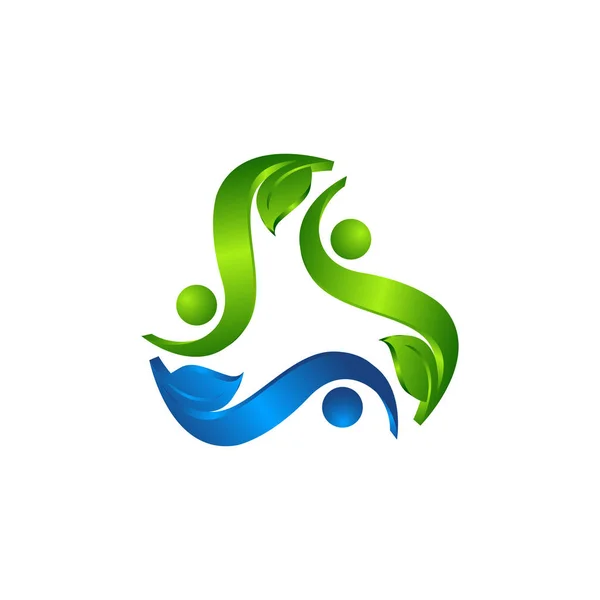 Eco Ambiente Verde Folha Natureza Comunidade Logotipo Vetor Natureza Verde — Vetor de Stock