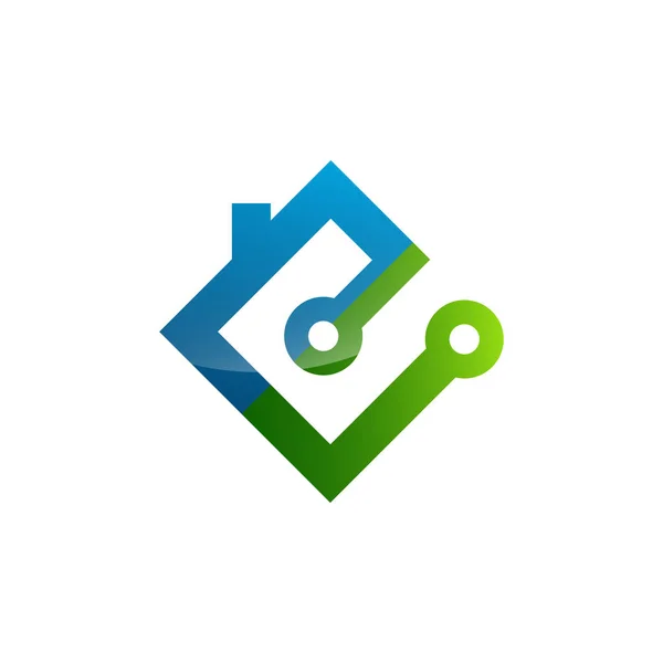 Ícone Logotipo Casa Inteligente Eletricidade Energia Elétrica — Vetor de Stock