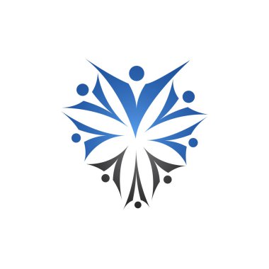 Üç mutlu motive insanlar yuvarlak bir renkli Logo