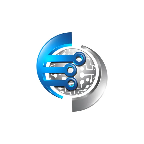 Logotipo Tecnologia Modelo Eletrônico Global Vetor Logotipo Sinal Abstrato Globo — Vetor de Stock