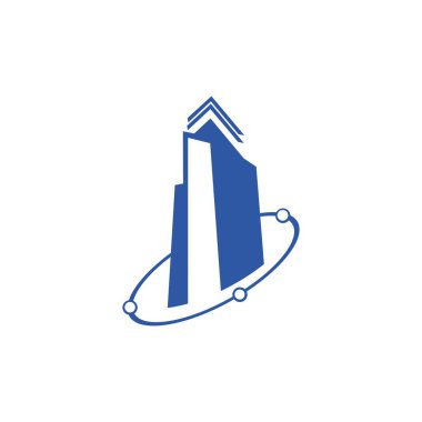 Emlak logosu konsept illüstrasyon, Bina logo klasik grafik stili, Citysearch logo, binalar, gökdelenler logo, vektör logo şablonu, tasarım öğesi soyut vektör logosu