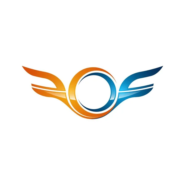 Güçlü Kanatları Koyu Bir Renk Logo Kanatlı Logosu Şirket Uçuş — Stok Vektör