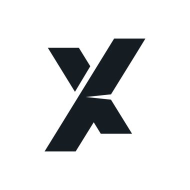 İlk X harfi kelebek gibi. Origami amblemi. X origami logo, portakal gibi şerit. İki öğe X mektubu olun. Kontur seçeneği.