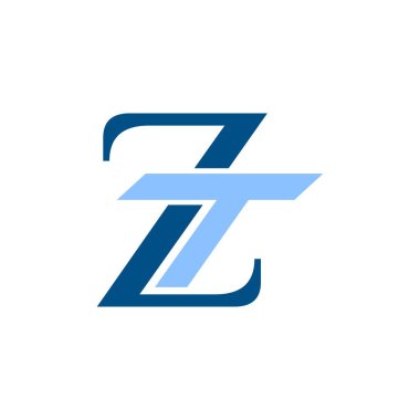 ilk harf logo zt, tz, küçük beyaz siyah arka plan - vektör