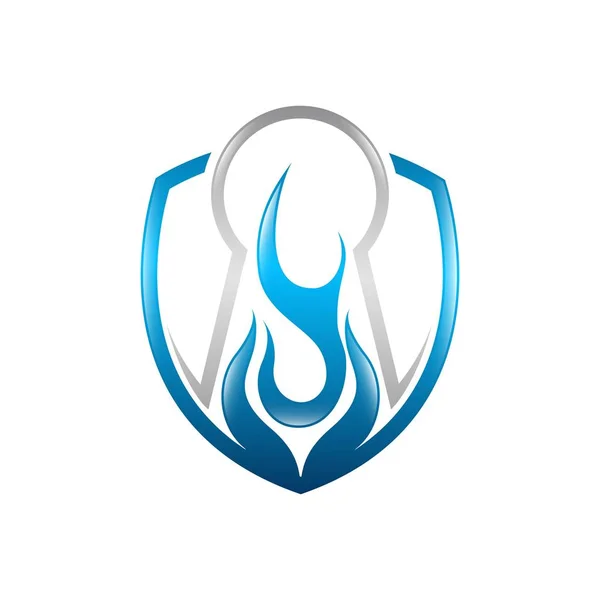Feuer Schlüssel Holo Flamme Logo Vorlage Vektor Symbol Gas Und — Stockvektor