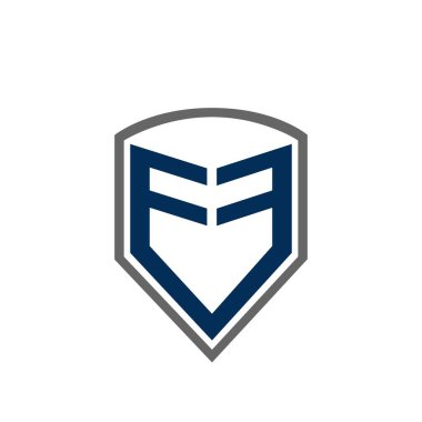 Mektup F kalkan logo tasarlamak teknoloji stil logosu, kalkan F harfi satır öğeleri, kalkan soyut geometrik tarzı ile oluşturulan