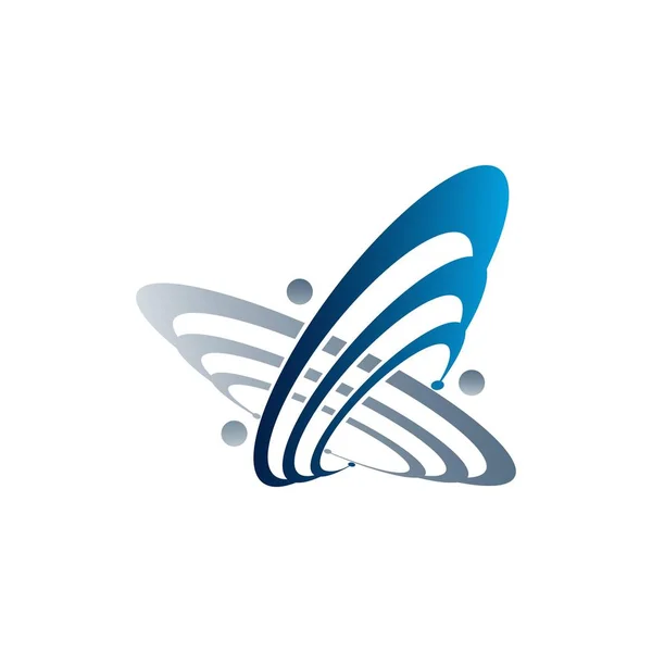 Wektor Logo Planety Orbity Fushion Logo Logo Telewizji Satelitarnej Kosmos — Wektor stockowy