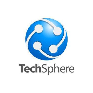 Daire mavi teknoloji küre logo Konsept tasarım şablonu fikri