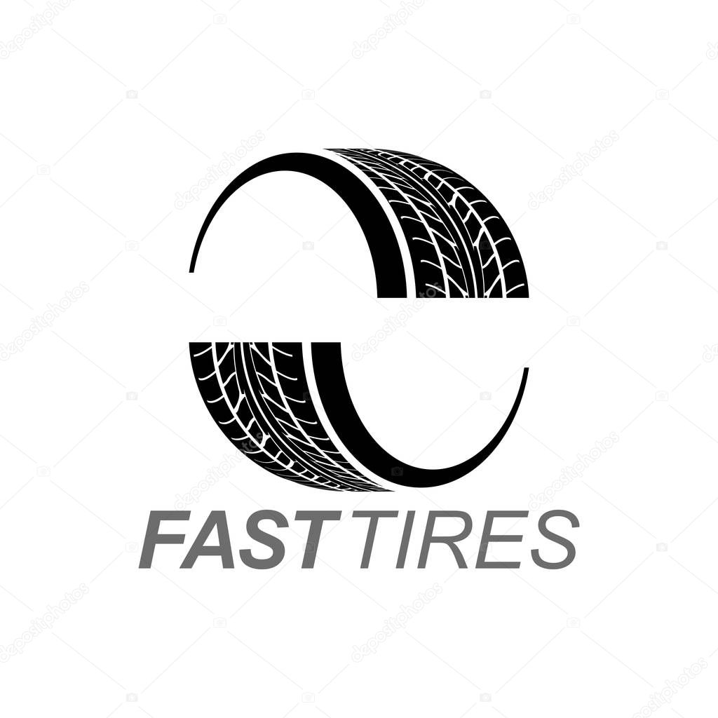 Illustration fast tires in black color logo concept design template idea