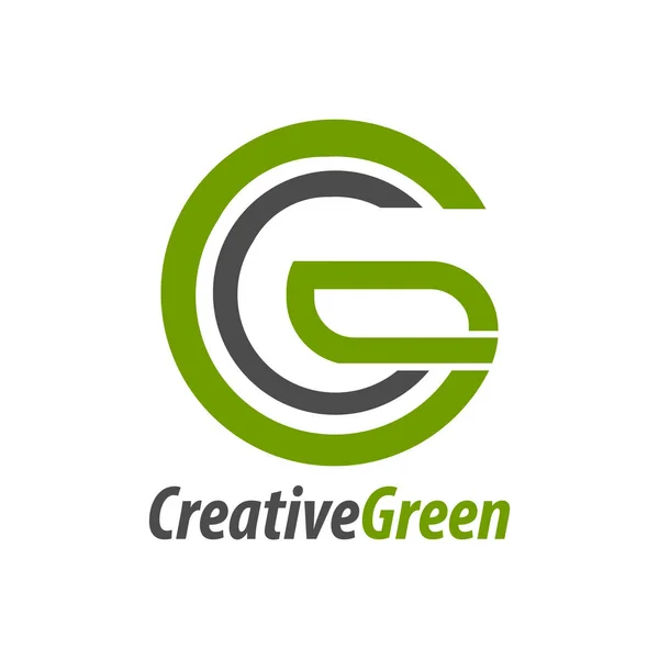 Kreativa Grön Begynnelsebokstav Logotyp Koncept Design Mall Idé — Stock vektor