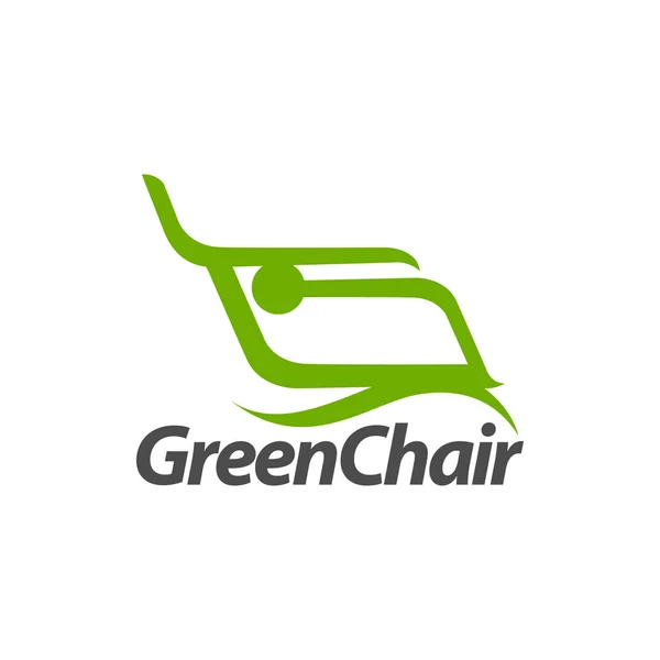 Soyut Illüstrasyon Yeşil Sandalye Logo Konsept Tasarım Şablonu Fikri — Stok Vektör