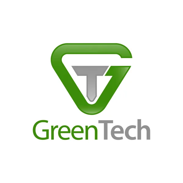 Green Tech Triangle Lettre Initiale Idée Modèle Conception Logo — Image vectorielle