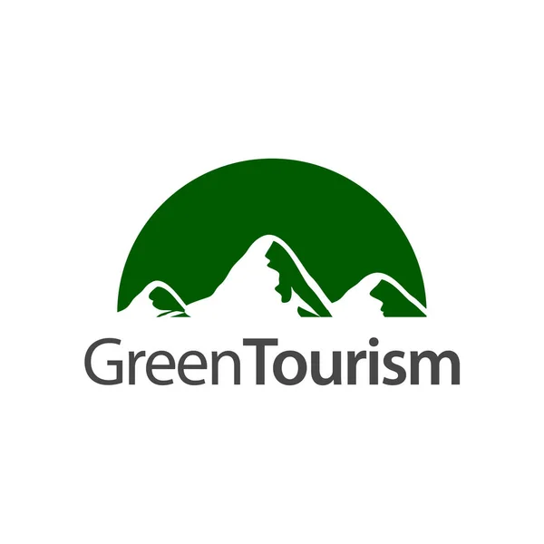 Grüner Tourismus Halbkreis Berg Ikone Logo Konzept Design Vorlage Idee — Stockvektor