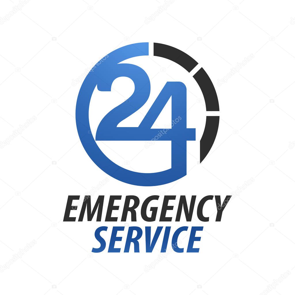 Emergency service Hospital twenty-four. Circle number 24 hour logo concept design template idea