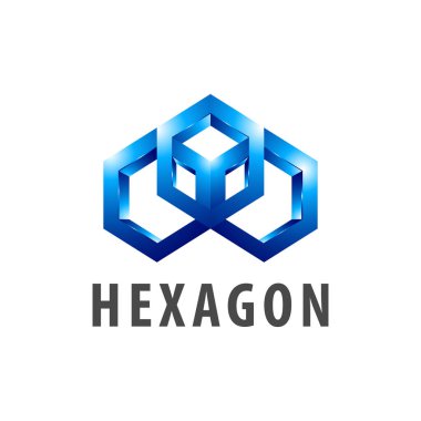 Altıgen üç boyutlu stil logosu konsept tasarımı. Sembol grafik şablon öğesi vektör