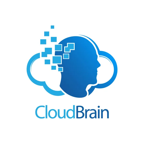 Conception Logo Humain Numérique Cloud Brain Symbole Vecteur Élément Modèle — Image vectorielle