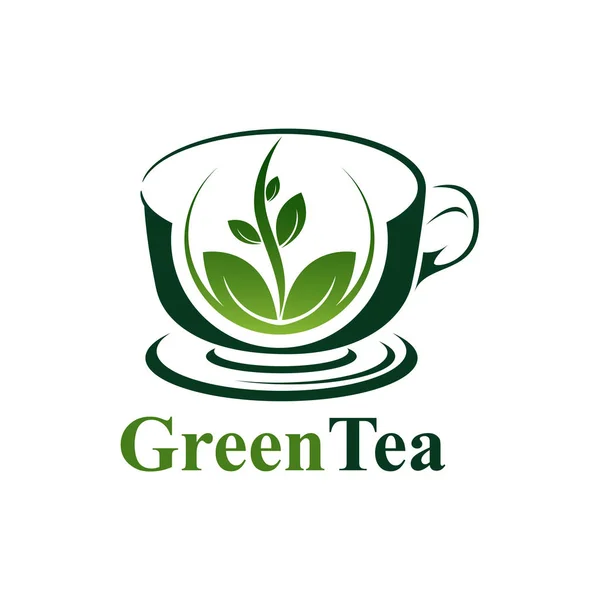 Yeşil Çay Kupası Logosu Konsept Tasarımı Sembol Grafik Şablon Öğesi — Stok Vektör