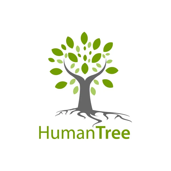 Projektowanie Koncepcja Logo Ludzki Drzewa Szablon Graficzny Symbol Wektor — Wektor stockowy