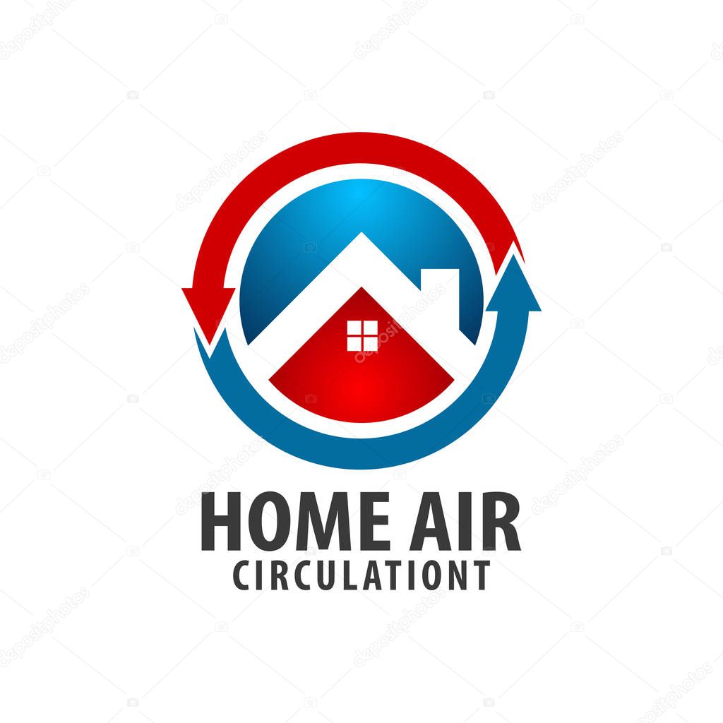 Circle arrow Home Air circulation logo concept design. Symbol graphic template element vector