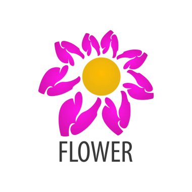 Pembe çiçek logosu konsept tasarımı. Sembol grafik şablon öğesi vektör