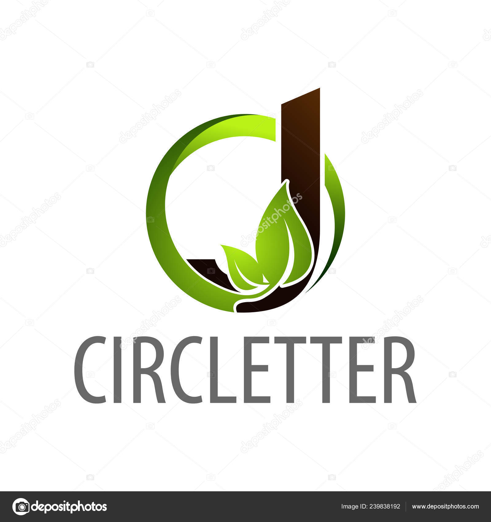 Circle Leaf Initial Letter Logo Concept Design Symbol Graphic